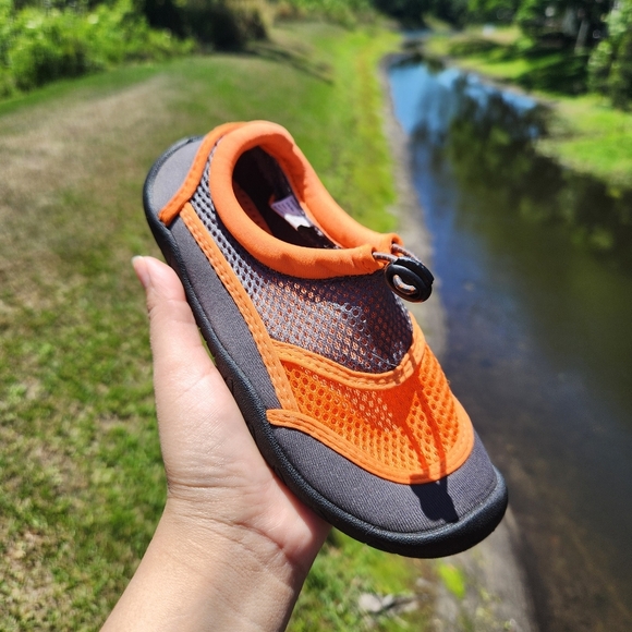 Water Shoes Kids Wonder Nation Orange and Gray Size 3 Adjustable Boys Girls - Picture 6 of 9